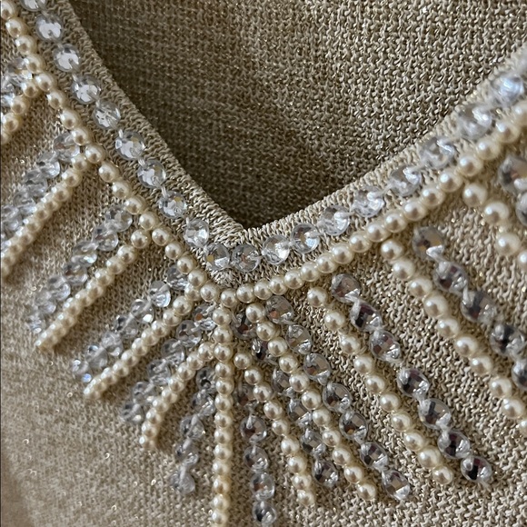 Metallic Sweater Set with Beading Carmen Marc Valvo Collection Size L - Picture 6 of 10